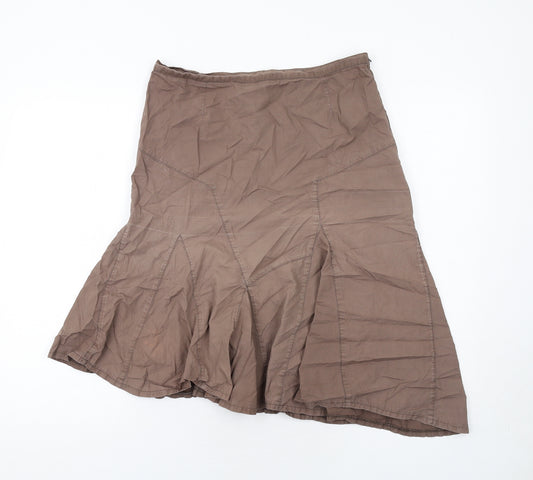 Passport Womens Brown Cotton Swing Skirt Size 10 Zip