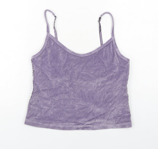 Marks and Spencer Womens Purple Cotton Camisole Tank Size 12 Scoop Neck