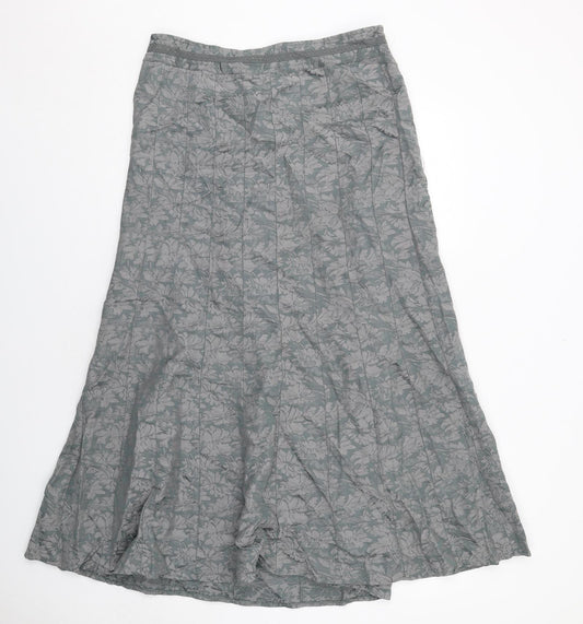 Per Una Womens Grey Floral Viscose Swing Skirt Size 14 Zip