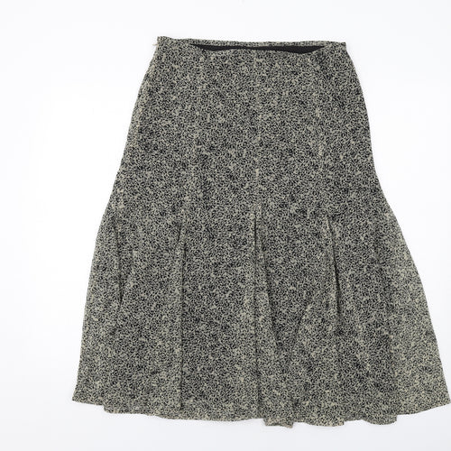 Marks and Spencer Womens Black Geometric Polyester Swing Skirt Size 12 Zip