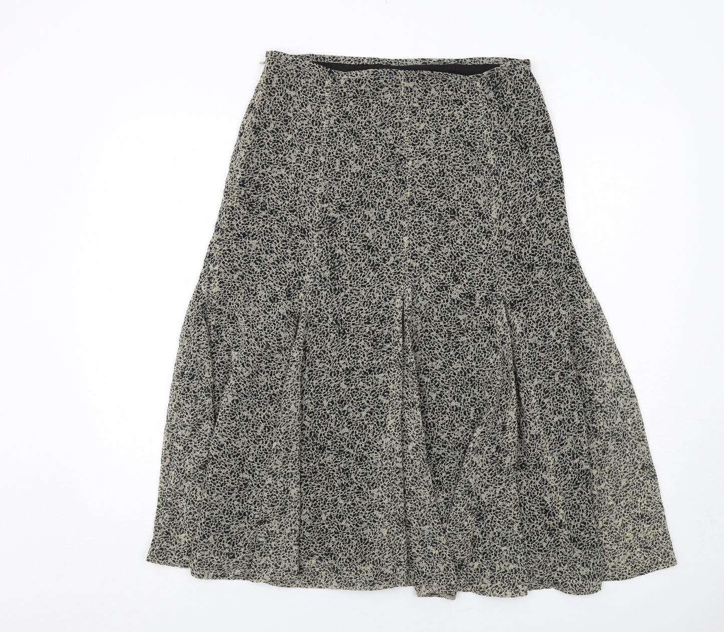 Marks and Spencer Womens Black Geometric Polyester Swing Skirt Size 12 Zip