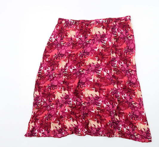 Bonmarché Womens Pink Floral Viscose A-Line Skirt Size 16