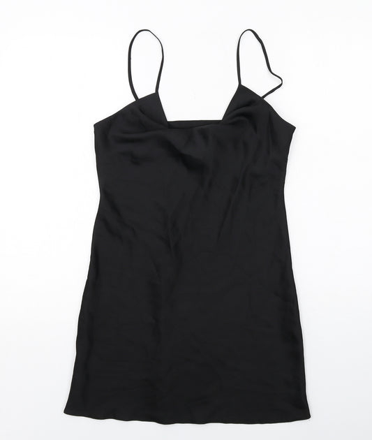Miss Selfridge Womens Black Polyester Mini Size 8 Cowl Neck Pullover