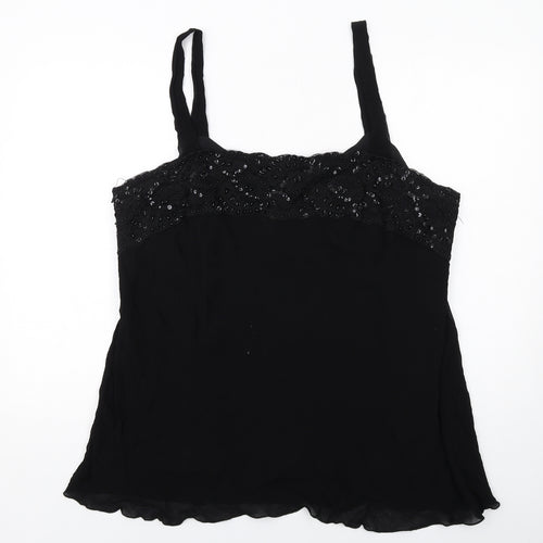 Ann Harvey Womens Black Polyester Camisole Tank Size 24 Square Neck