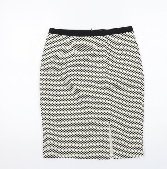 Fenn Wright Manson Womens Ivory Geometric Polyester Straight & Pencil Skirt Size S Zip