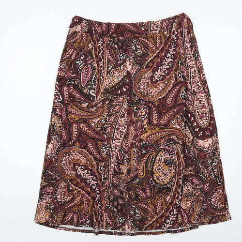 Marks and Spencer Womens Multicoloured Paisley Viscose A-Line Skirt Size 14