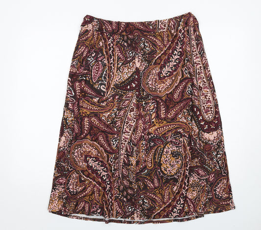 Marks and Spencer Womens Multicoloured Paisley Viscose A-Line Skirt Size 14