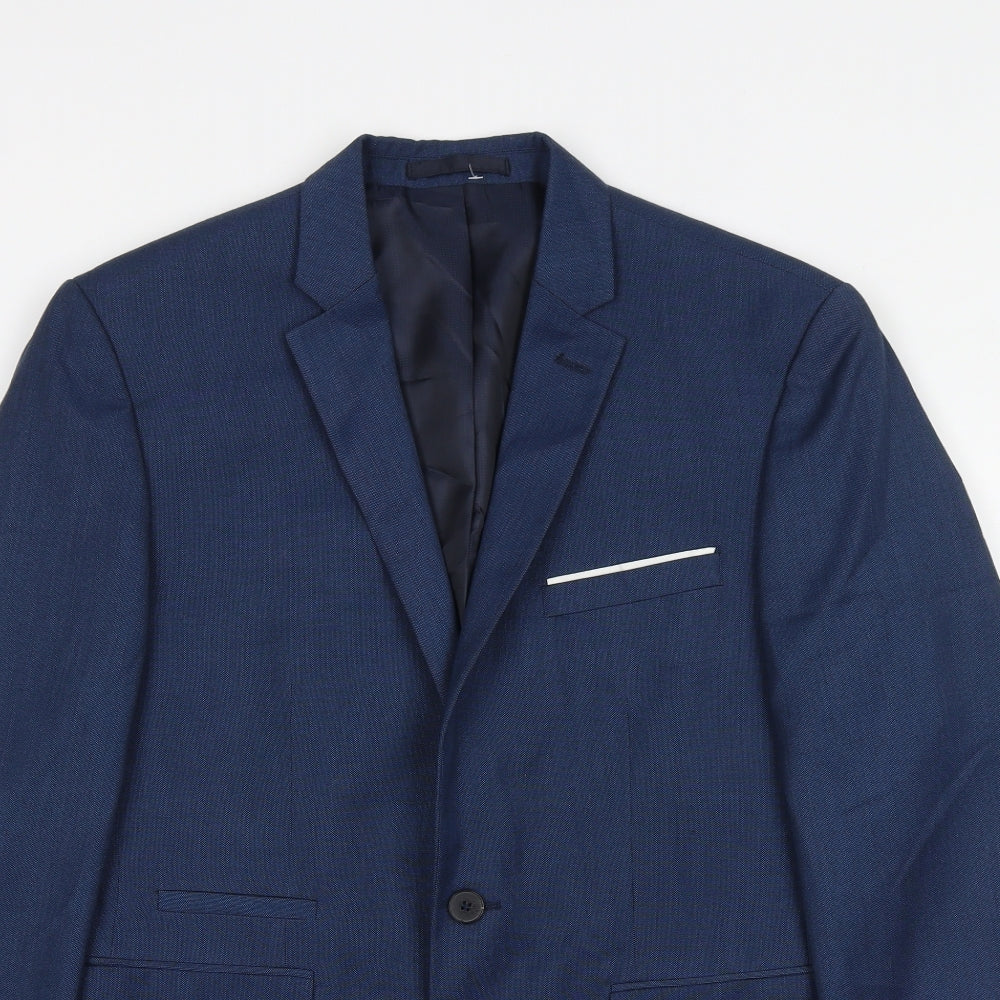 Burton Mens Blue Polyester Jacket Suit Jacket Size 38 Regular