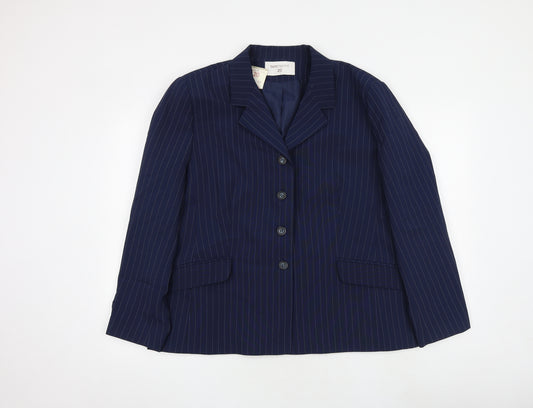 Bonmarché Womens Blue Pinstripe Viscose Jacket Suit Jacket Size 20