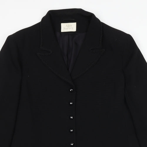 Ann Harvey Womens Black Overcoat Coat Size 20 Button