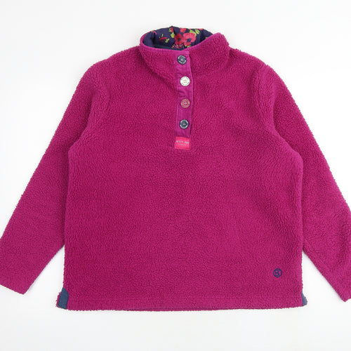 Betty Kay Womens Pink Cotton Pullover Sweatshirt Size M Button - Elbow Patches