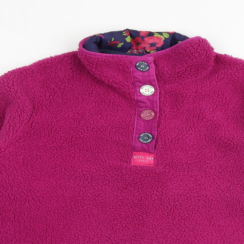 Betty Kay Womens Pink Cotton Pullover Sweatshirt Size M Button - Elbow Patches