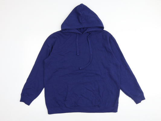 BPC Womens Blue Cotton Pullover Hoodie Size L Pullover