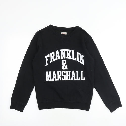 Franklin & Marshall Boys Black Cotton Pullover Sweatshirt Size 10-11 Years Pullover