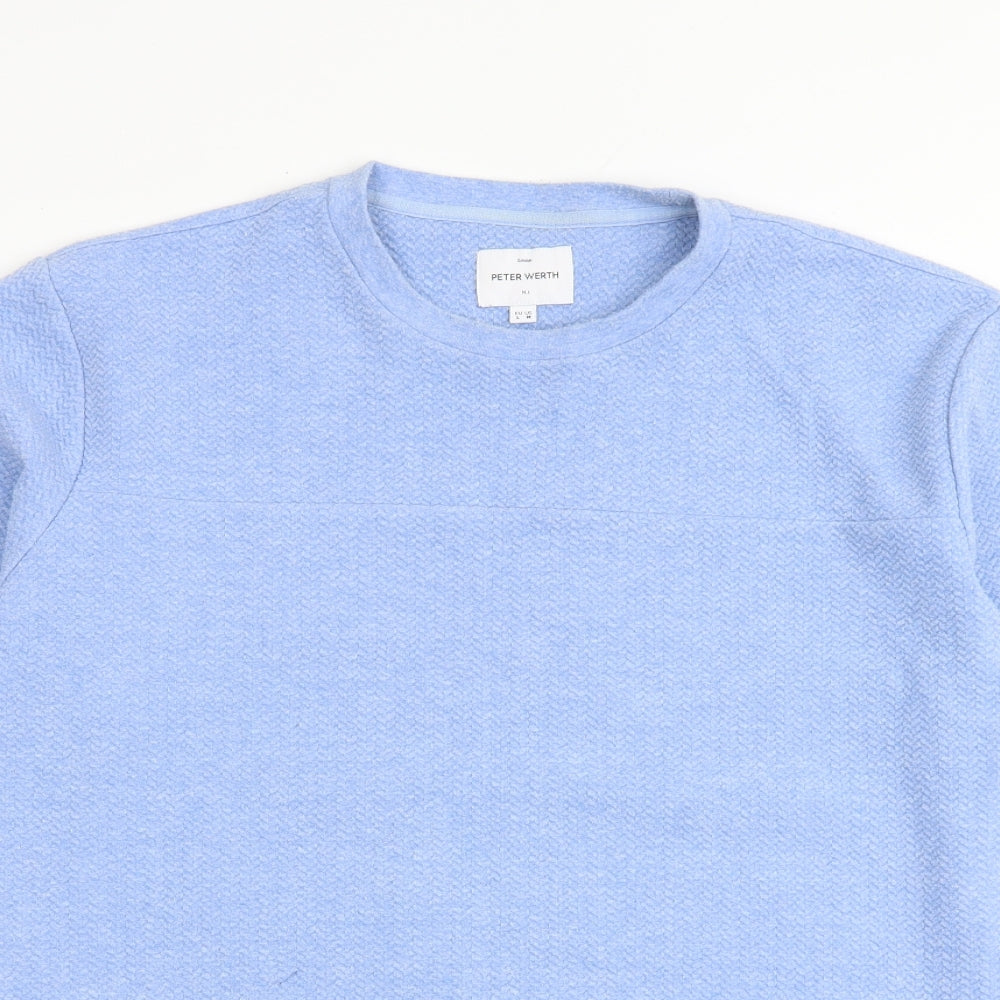 Peter Werth Mens Blue Cotton Pullover Sweatshirt Size L - Textured