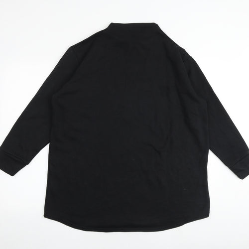 PRETTYLITTLETHING Womens Black Cotton Basic T-Shirt Size 8 Mock Neck