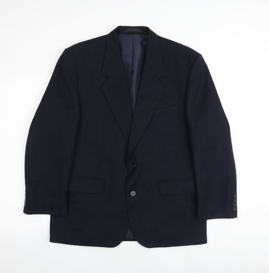 Centaur Mens Blue Striped Wool Jacket Suit Jacket Size 42 Regular