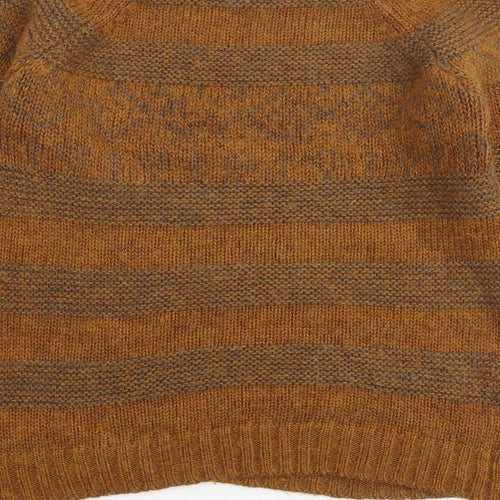 Jack Wills Womens Brown Round Neck Striped Wool Pullover Jumper Size 10