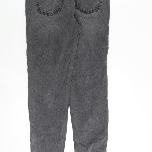 Zara Womens Grey Cotton Mom Jeans Size 6 Regular Zip