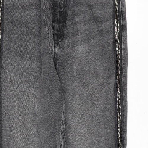 Zara Womens Grey Cotton Mom Jeans Size 6 Regular Zip