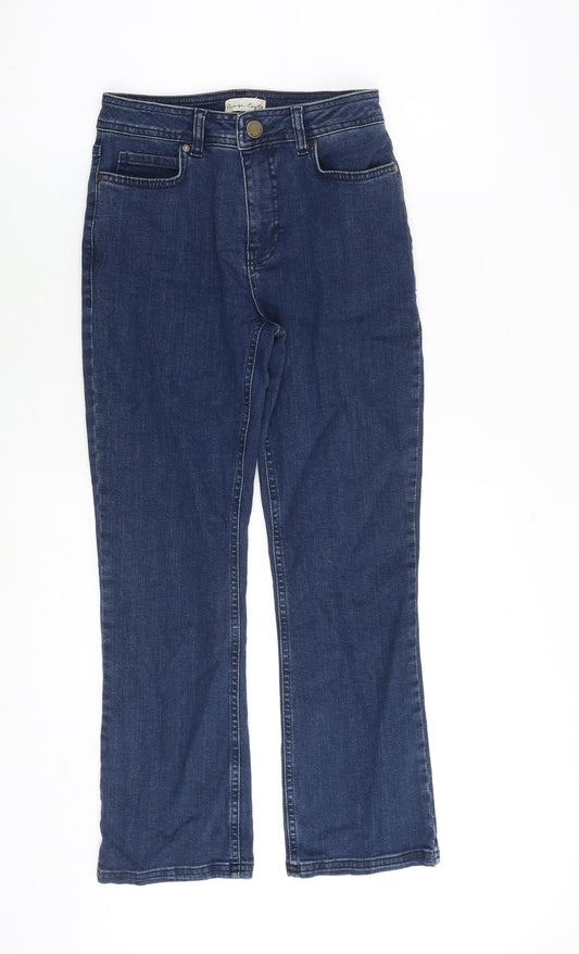 Phase Eight Womens Blue Cotton Straight Jeans Size 26 in Extra-Slim Zip