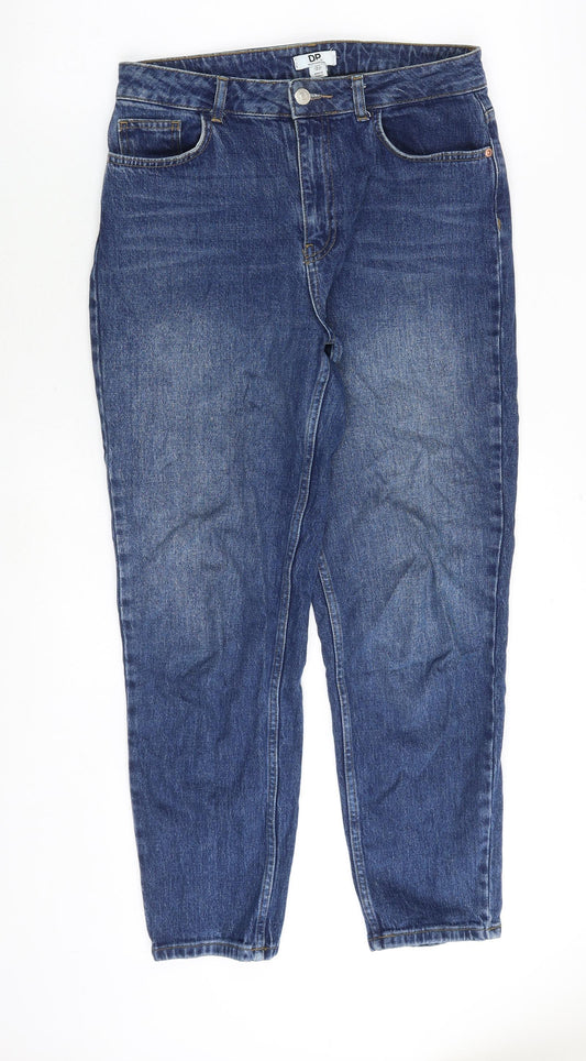 Dorothy Perkins Womens Blue Cotton Mom Jeans Size 12 Regular Zip