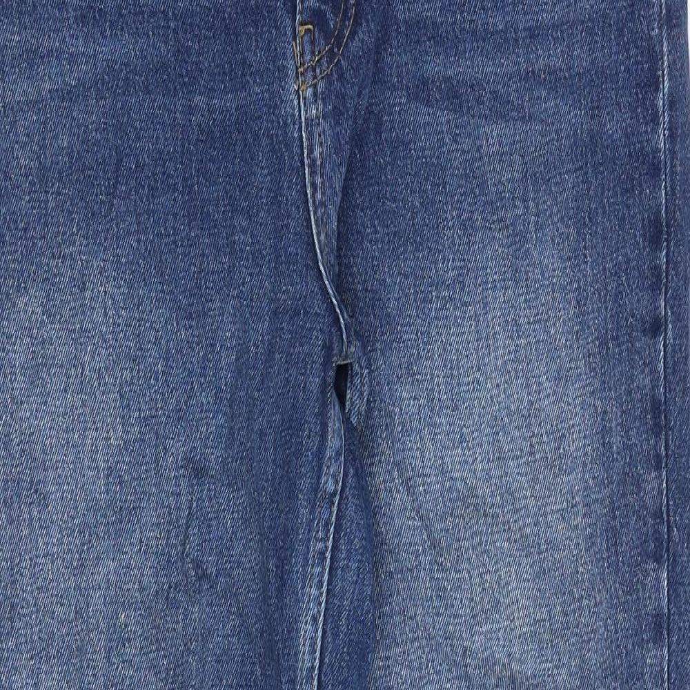 Dorothy Perkins Womens Blue Cotton Mom Jeans Size 12 Regular Zip