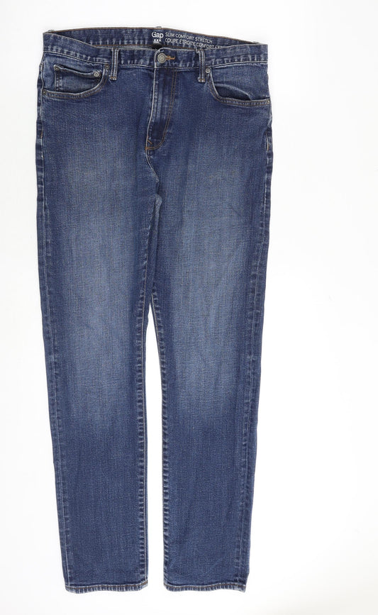 Gap Mens Blue Cotton Skinny Jeans Size 34 in L34 in Regular Zip