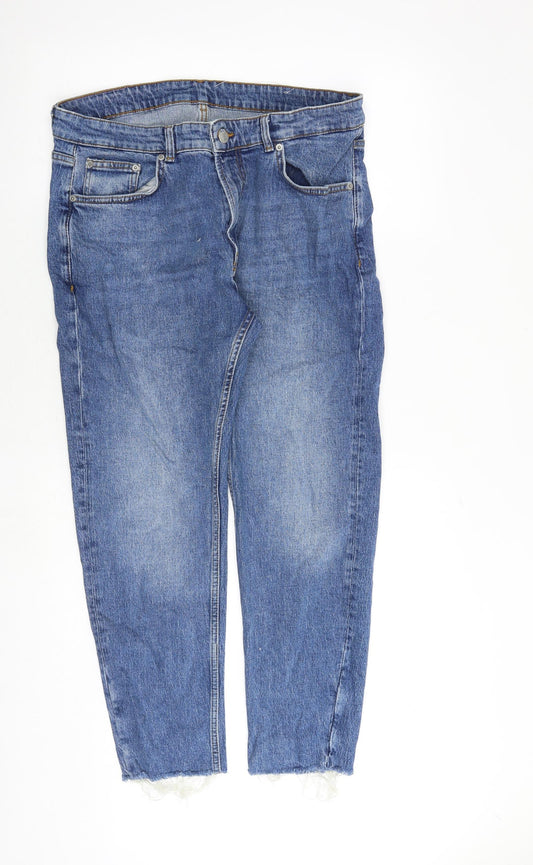 Zara Womens Blue Cotton Skinny Jeans Size 35 in Regular Zip