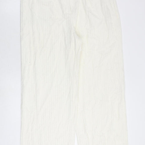 Marks and Spencer Womens Ivory Cotton Trousers Size 18 Regular Zip