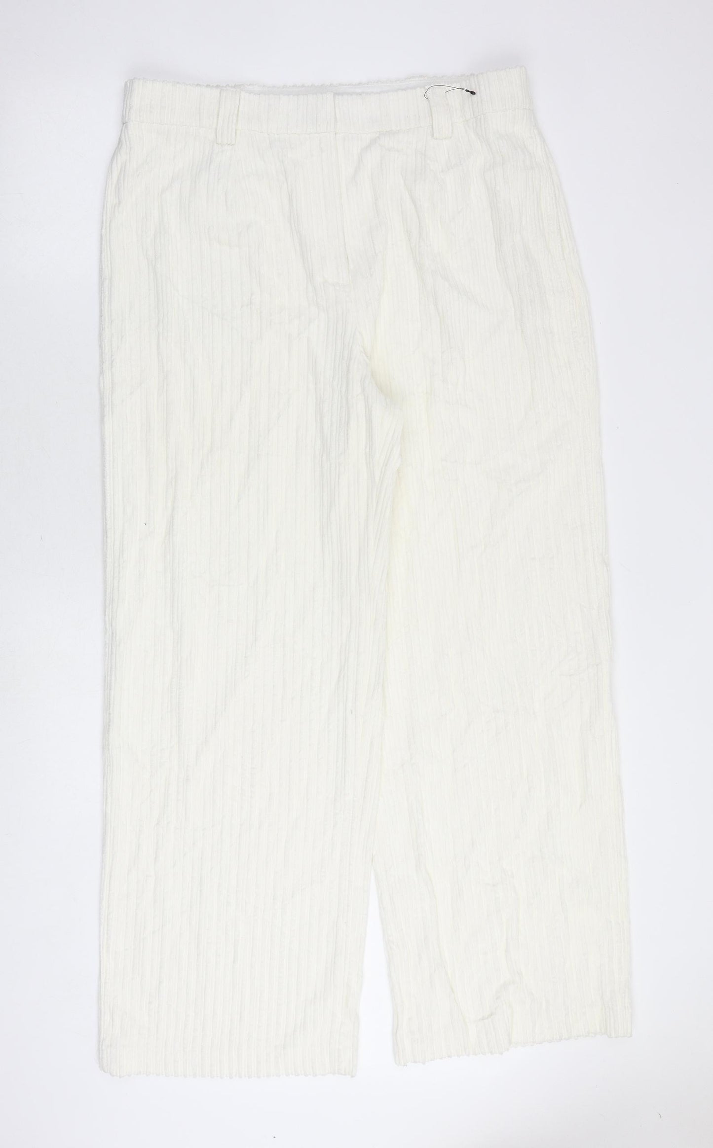 Marks and Spencer Womens Ivory Cotton Trousers Size 18 Regular Zip
