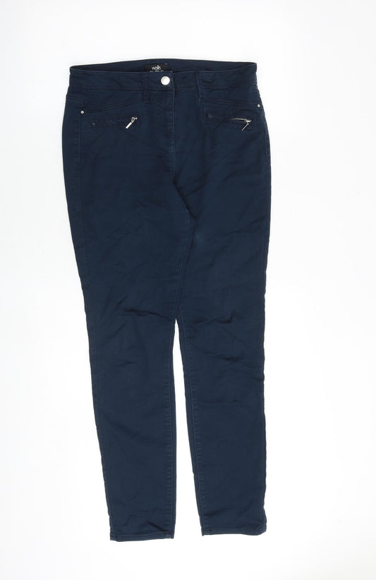 Wallis Womens Blue Cotton Skinny Jeans Size 12 Regular Zip