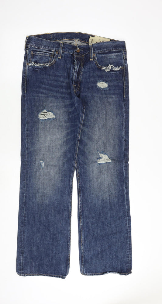 Hollister Mens Blue Cotton Straight Jeans Size 32 in L32 in Regular Zip