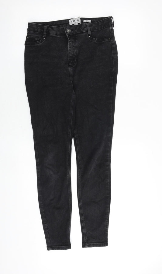New Look Womens Black Cotton Skinny Jeans Size 14 Regular Zip