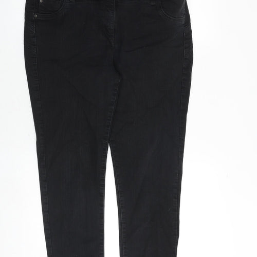 NEXT Womens Black Cotton Skinny Jeans Size 16 Regular Zip