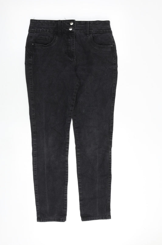 M&Co Womens Grey Cotton Skinny Jeans Size 12 Slim Zip