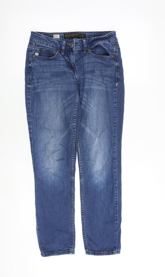 NEXT Womens Blue Cotton Skinny Jeans Size 6 Relaxed Zip