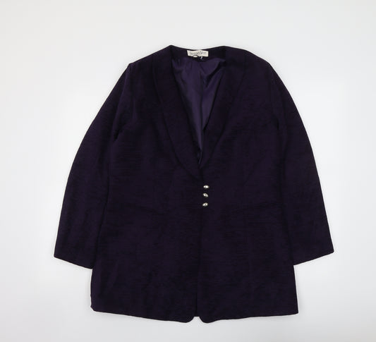 Jacques Vert Womens Purple Overcoat Coat Size 14 Button