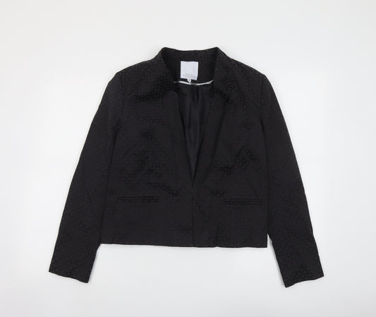 Debenhams Womens Black Jacket Blazer Size 16 Hook & Eye