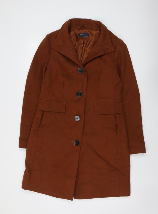 Marks and Spencer Womens Brown Overcoat Coat Size 10 Button