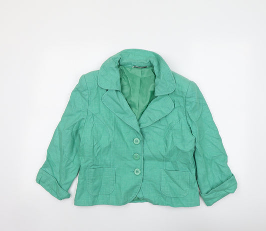 BHS Womens Green Jacket Blazer Size 14 Button