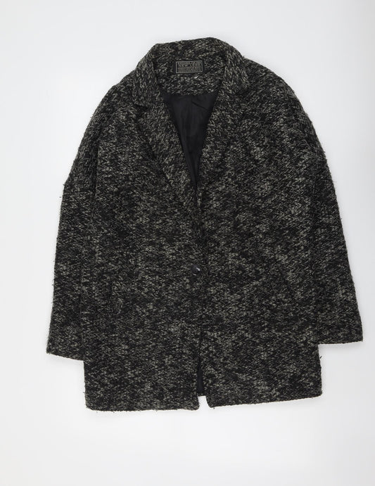 New Look Womens Black Overcoat Coat Size 10 Button