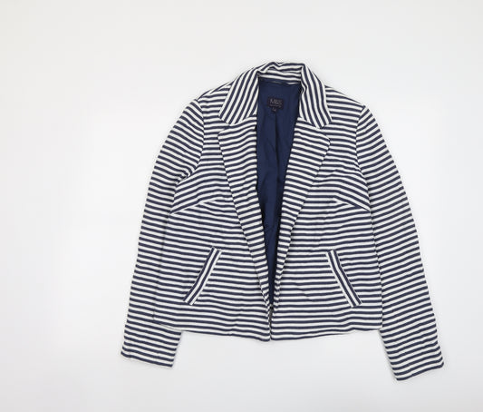 Marks and Spencer Womens Blue Striped Jacket Blazer Size 14
