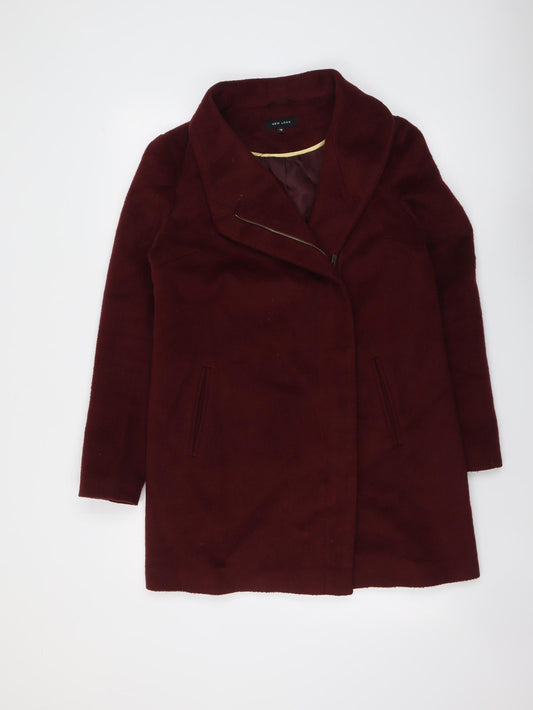 New Look Womens Red Overcoat Coat Size 10 Zip