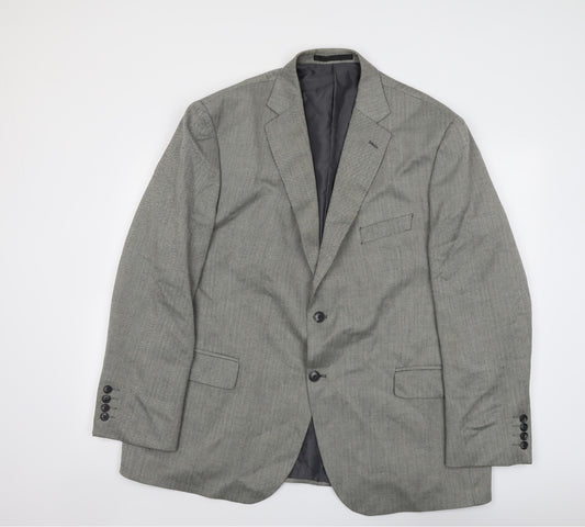 Marks and Spencer Mens Grey Striped Polyester Jacket Suit Jacket Size 46 Regular
