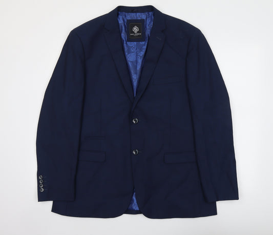 Paul Andrew Mens Blue Polyester Jacket Suit Jacket Size 46 Regular