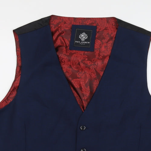 Paul Andrew Mens Blue Polyester Jacket Suit Waistcoat Size 46 Regular