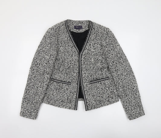 Marks and Spencer Womens Black Herringbone Jacket Blazer Size 12