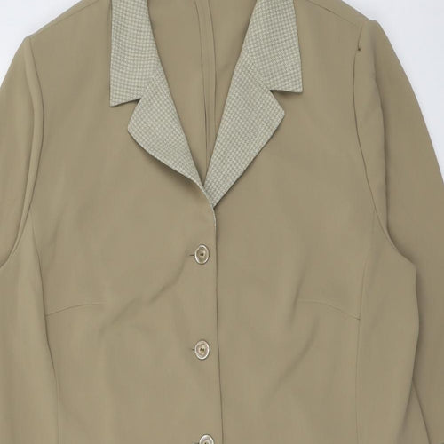 FRANK WALDER Womens Beige Jacket Blazer Size 18 Button