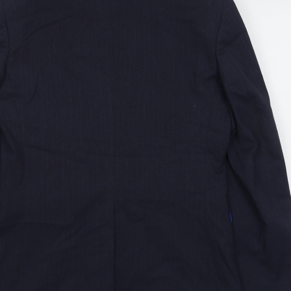 Marks and Spencer Mens Blue Striped Polyester Jacket Suit Jacket Size 36 Regular